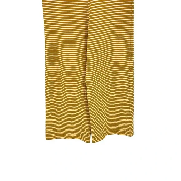 Saylor Heathe Striped Jumpsuit Yellow White Stripe Wide Leg Tie Front Size Small